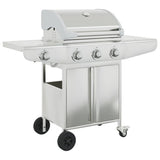 Barbecue à gaz Vidaxl avec 4 brûleurs en acier inoxydable couleur argent