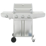 Barbecue à gaz Vidaxl avec 4 brûleurs en acier inoxydable couleur argent