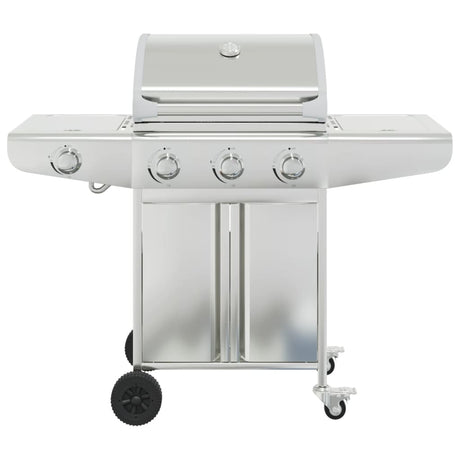 Barbecue à gaz Vidaxl avec 4 brûleurs en acier inoxydable couleur argent