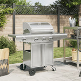 Barbecue à gaz Vidaxl avec 4 brûleurs en acier inoxydable couleur argent