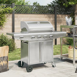 Vidaxl gas barbecue with 5 burners stainless steel silver colored