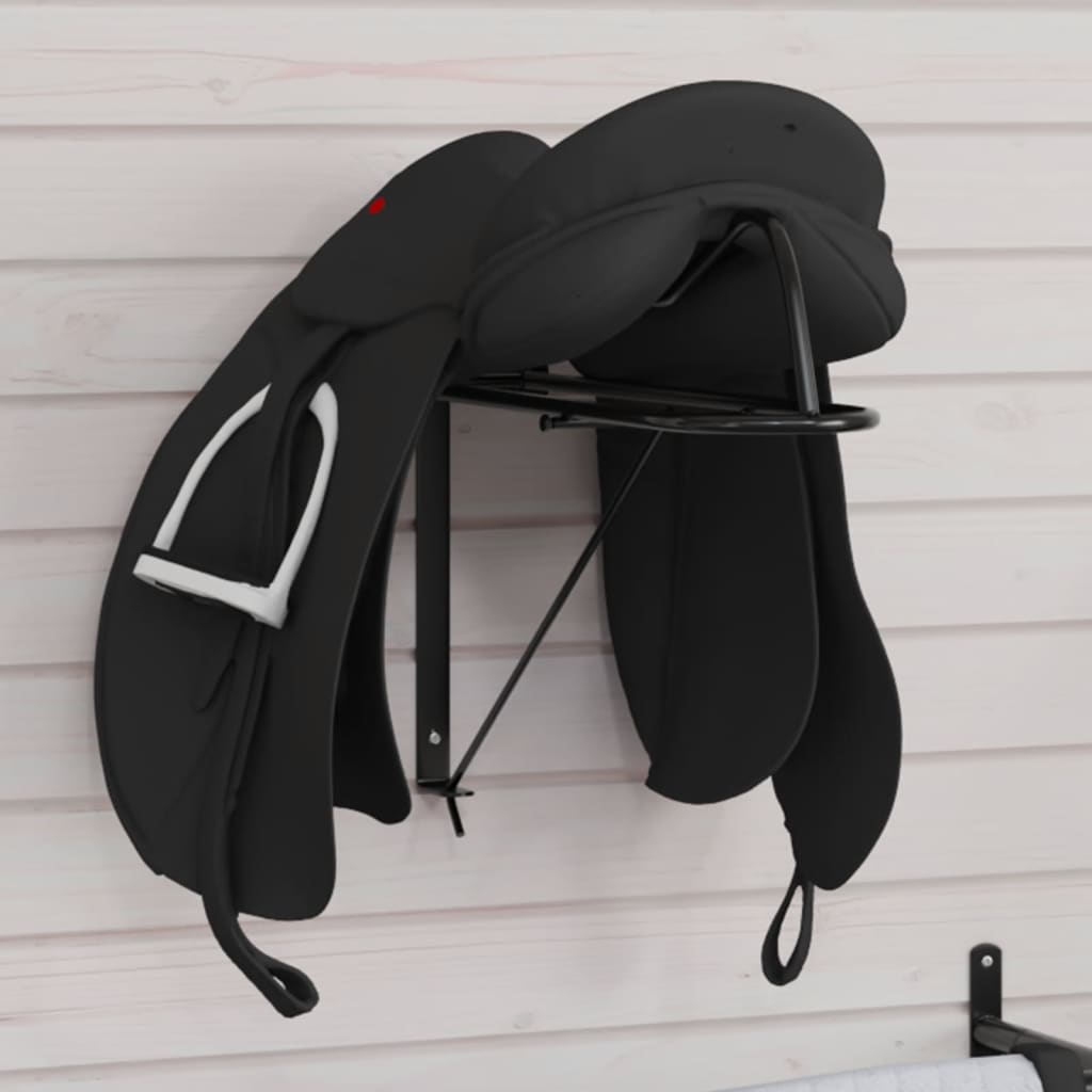 Żelazna czerń z kadłubowaną ścianą Vidaxl Saddle Rack