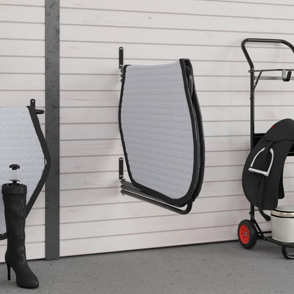 Vidaxl porte-tapis de selle avec 3 tiges de fer noir