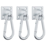 Vidaxx plaques à œil avec mousquetons 3 pcs 360° rotatif en acier argent