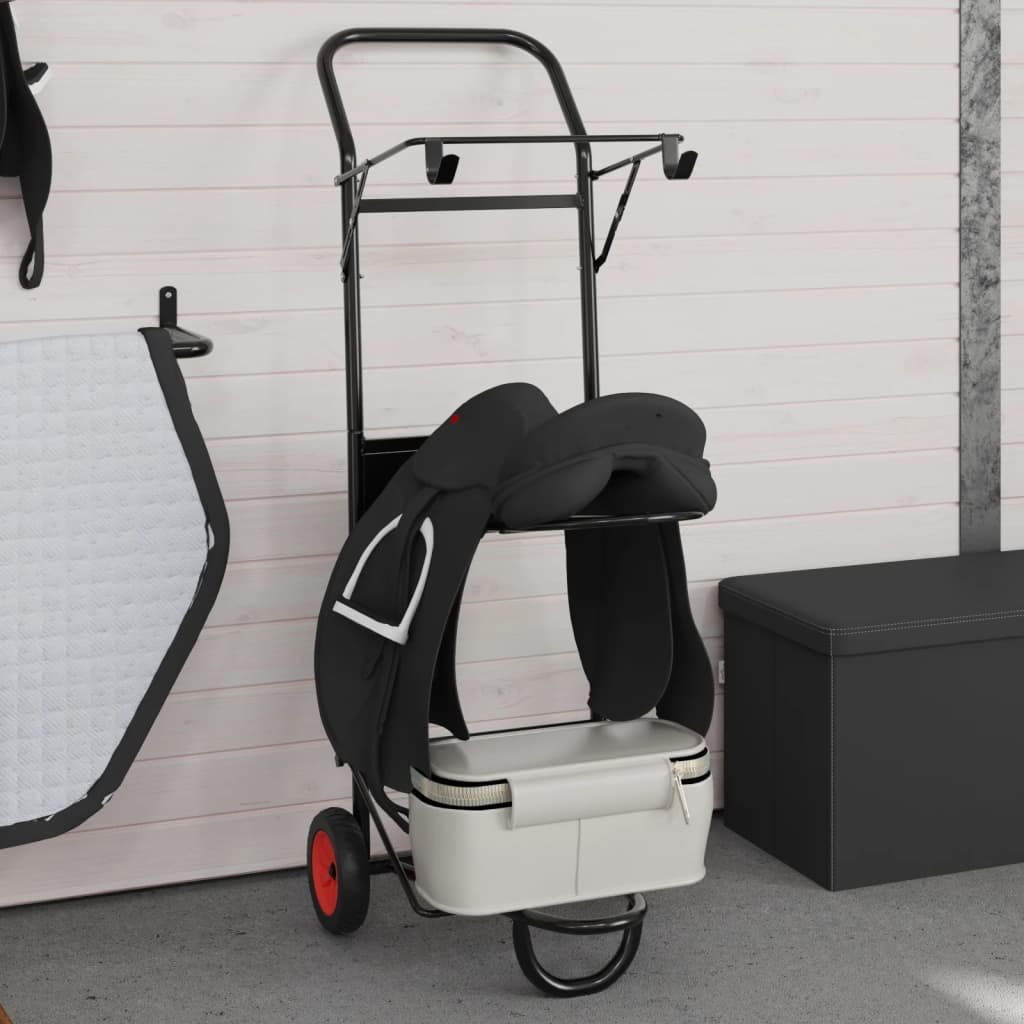 VidaXL chariot à selle pliable acier noir