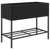 VidaXL jardinière avec étagère poly rotin noir
