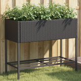 VidaXL jardinière avec étagère poly rotin noir
