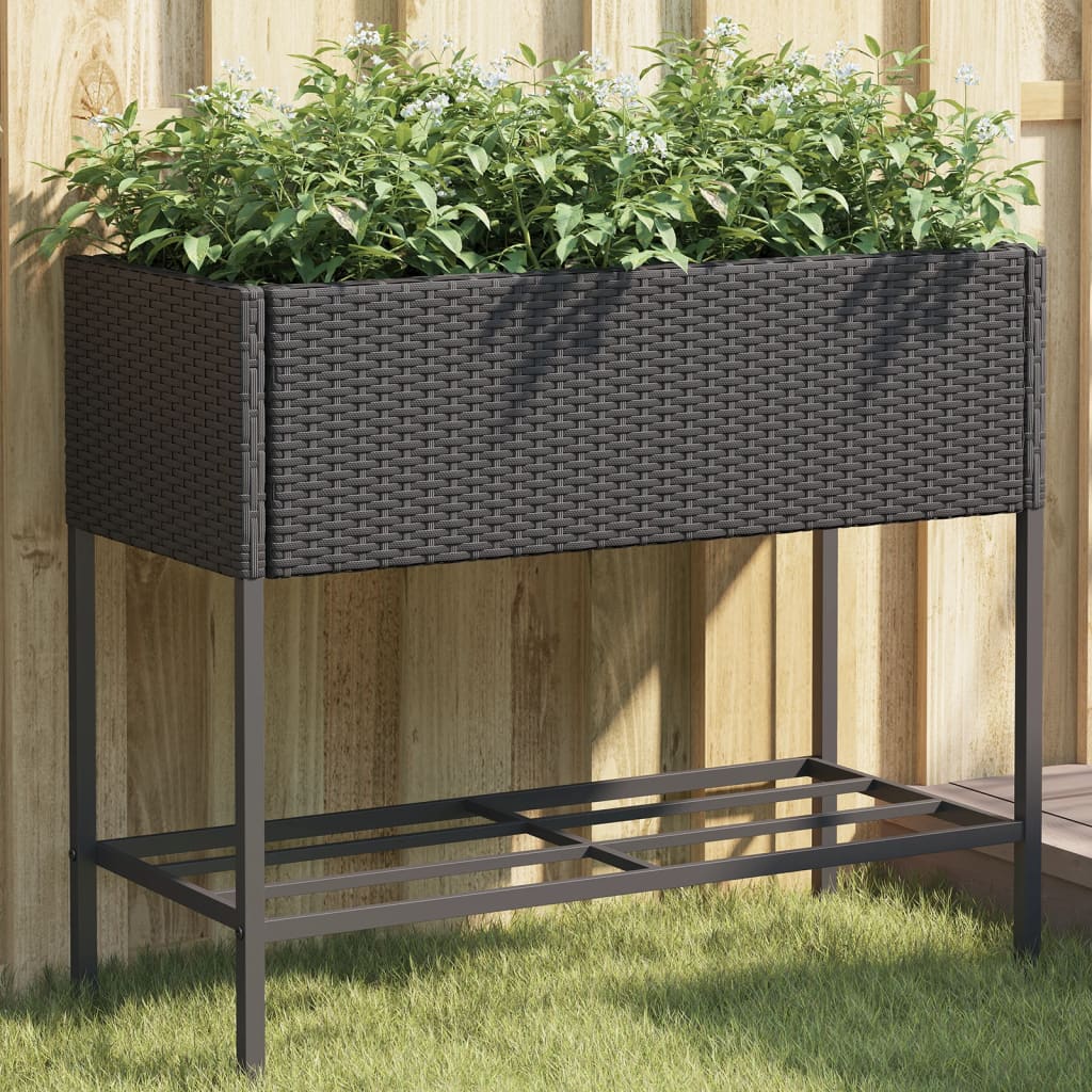 Vidaxl Plannet z Schap Poly Rattan Black