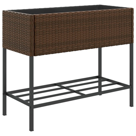 VidaXL jardinière avec étagère poly rotin marron