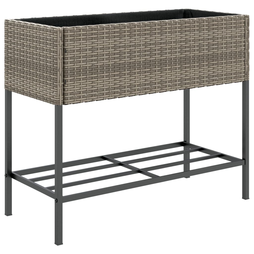 VidaXL jardinière avec étagère poly rotin gris