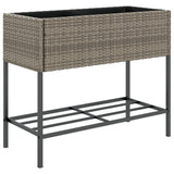 VidaXL jardinière avec étagère poly rotin gris