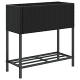 VidaXL jardinière avec étagère poly rotin noir