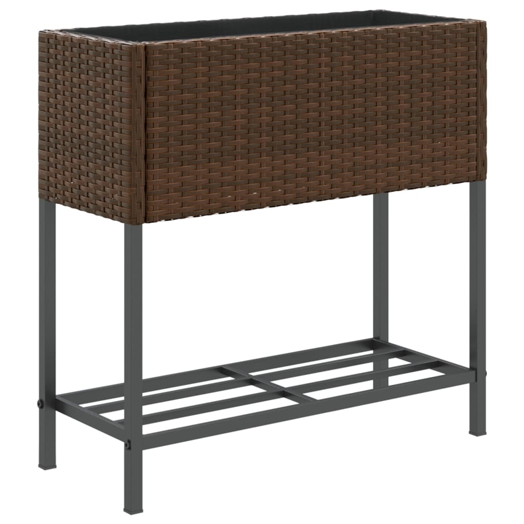 VidaXL jardinière avec étagère poly rotin marron