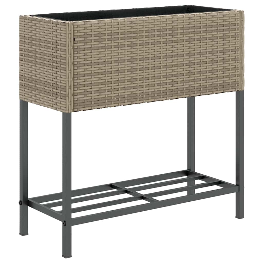 VidaXL jardinière avec étagère poly rotin gris