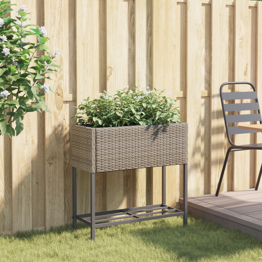 Vidaxl Plannet con scaffale grigio poli rattan