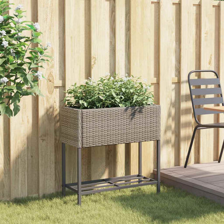 VidaXL jardinière avec étagère poly rotin gris