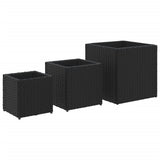 VidaXL jardinières 3 pcs poly rotin noir