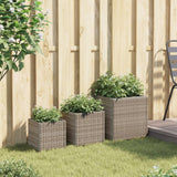 VidaXL jardinières 3 pcs poly rotin gris