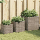 VidaXL jardinières 3 pcs poly rotin gris