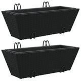 VidaXL jardinières 2 pcs avec crochets poly rotin noir