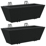 Vidaxl Planters 2 St s kavlji Poly rattan Black