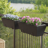 Vidaxl Planters 2 sts with hooks Poly Rattan Black