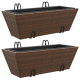 Vidaxl Planters 2 St avec crochets Poly Rattan Brown