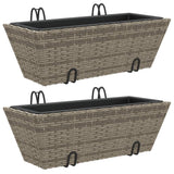 Vidaxl Planters 2 st with hooks Poly Rattan Gray