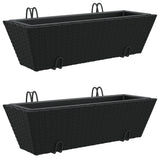 Vidaxl Planters 2 m med Hooks Poly Rattan Black