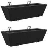 VidaXL jardinières 2 pcs avec crochets poly rotin noir
