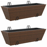 Vidaxl Planters 2 st med krokar Poly Rattan Brown