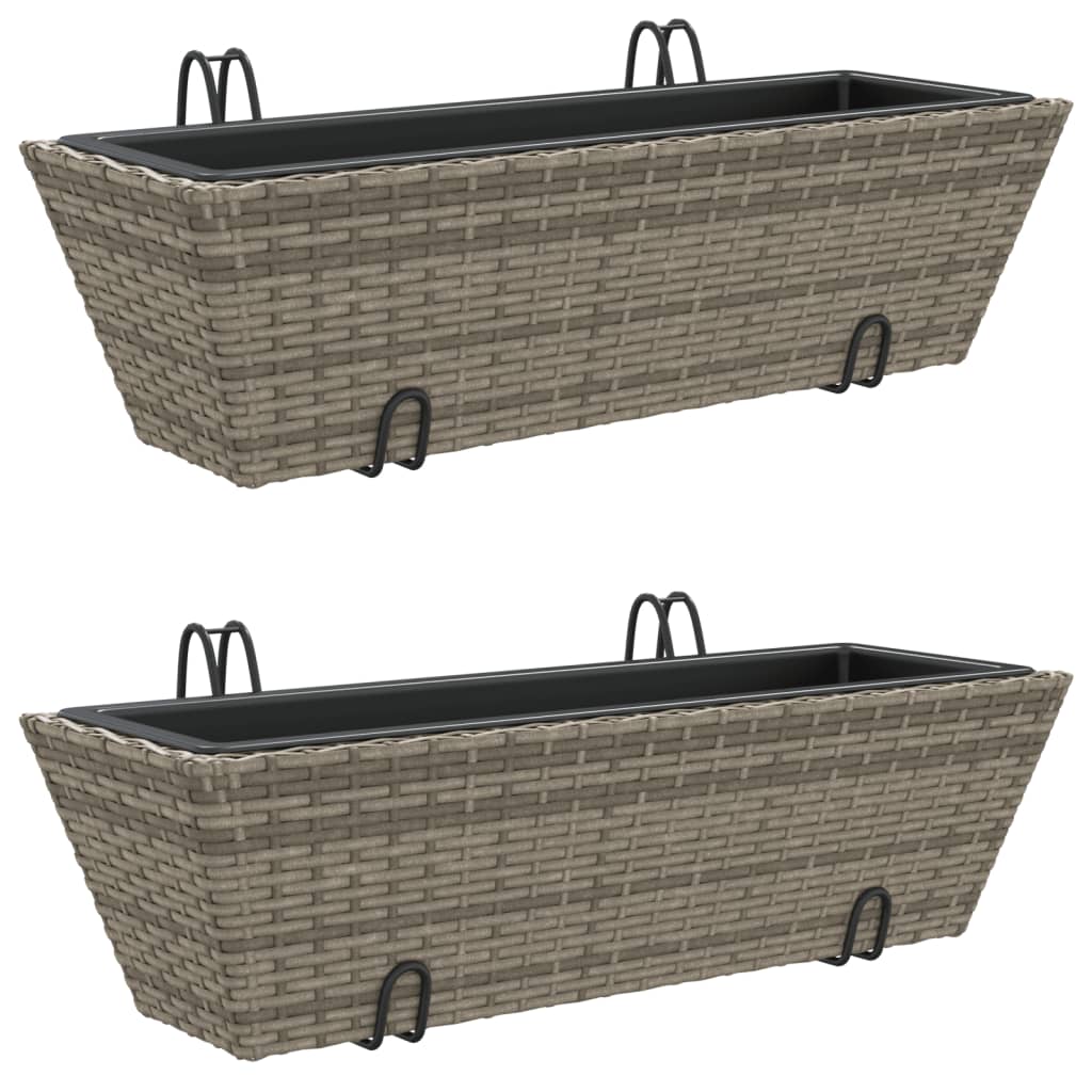 VidaXL jardinières 2 pcs avec crochets poly rotin gris