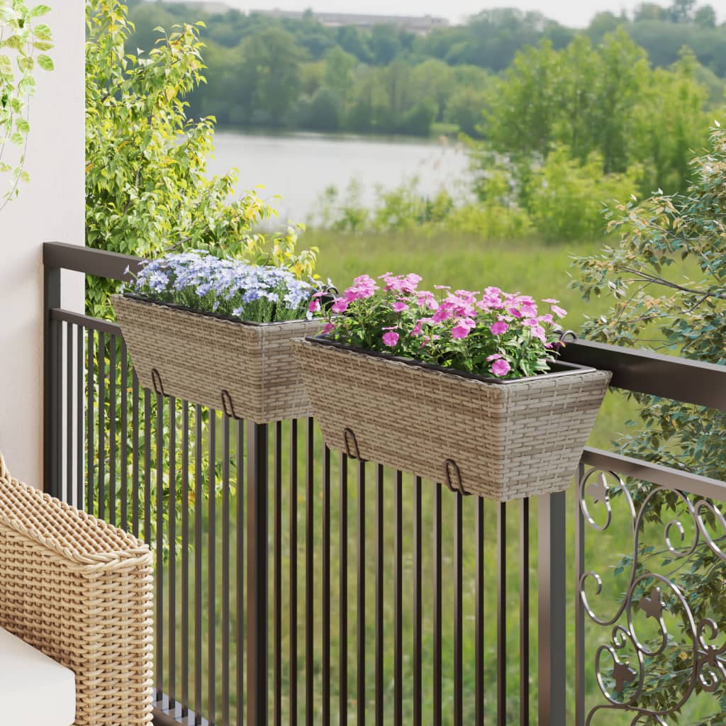 VidaXL jardinières 2 pcs avec crochets poly rotin gris
