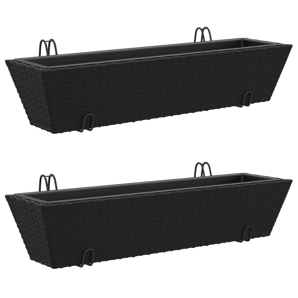 Vidaxl Planters 2 m med krokar Poly Rattan Black