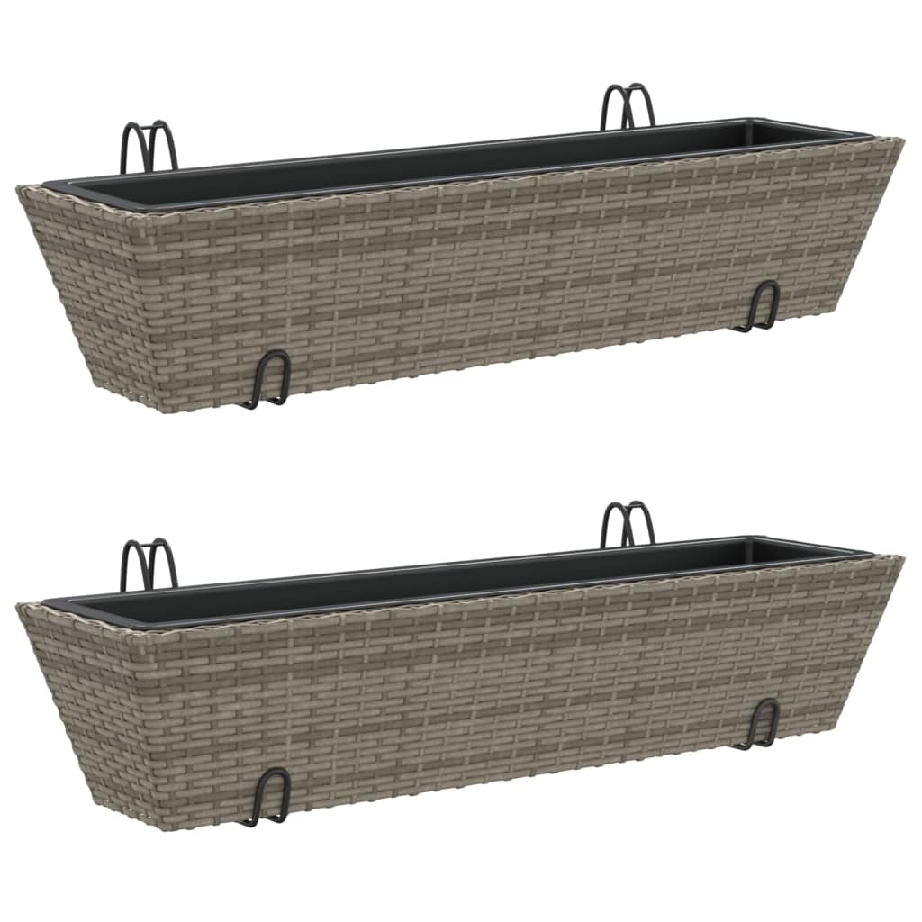 Vidaxl Planters 2 st with hooks Poly Rattan Gray