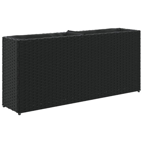 Vidaxl plantenbak met 2 potten 90x20x40 cm poly rattan zwart