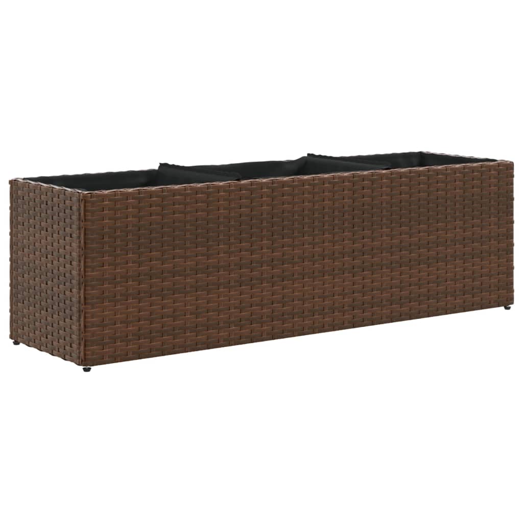 Vidaxx jardinière avec 3 pots 105x30x32 cm poly rotin marron