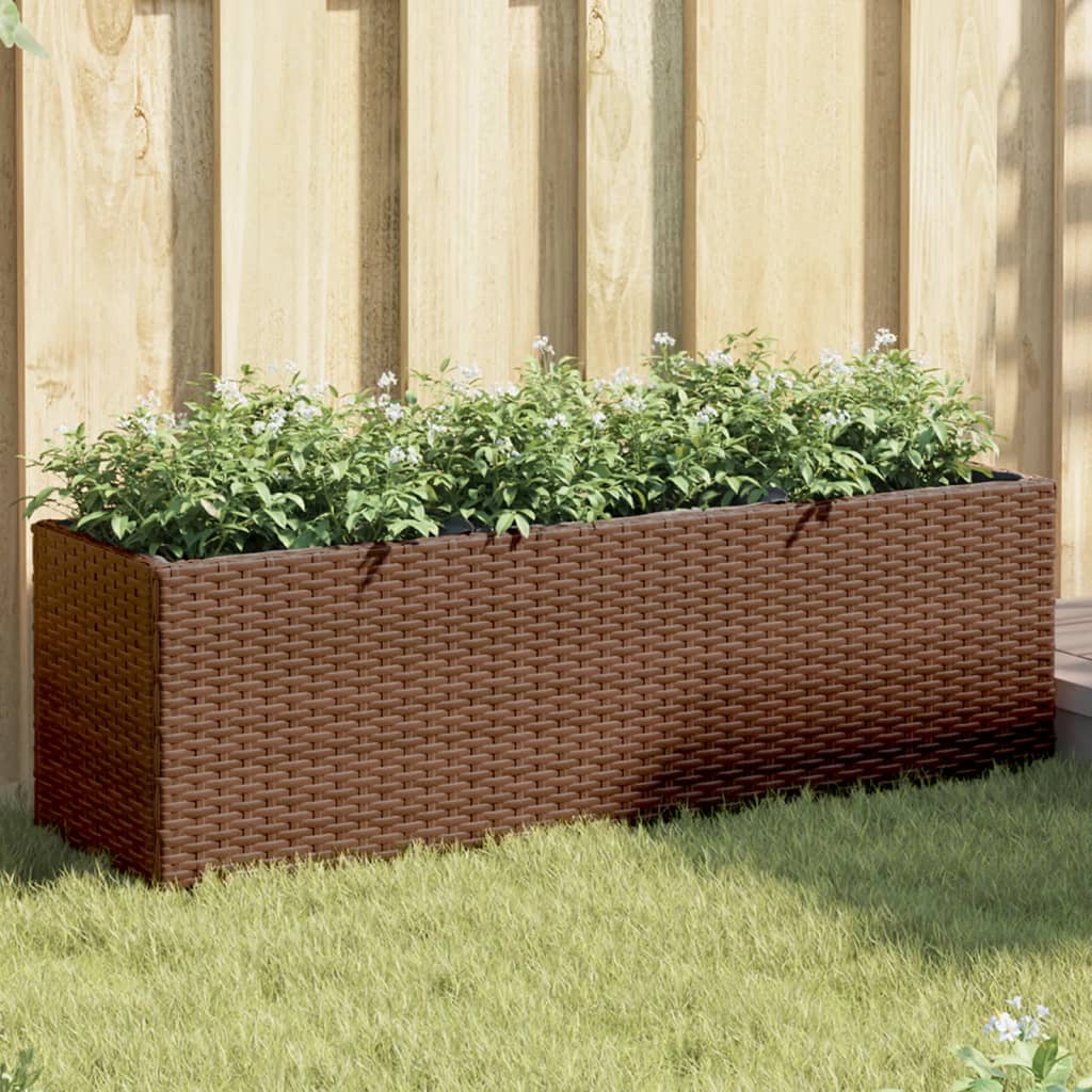 Jardinière vidaxl avec 3 pots 105x30x32 cm en brun en rotin