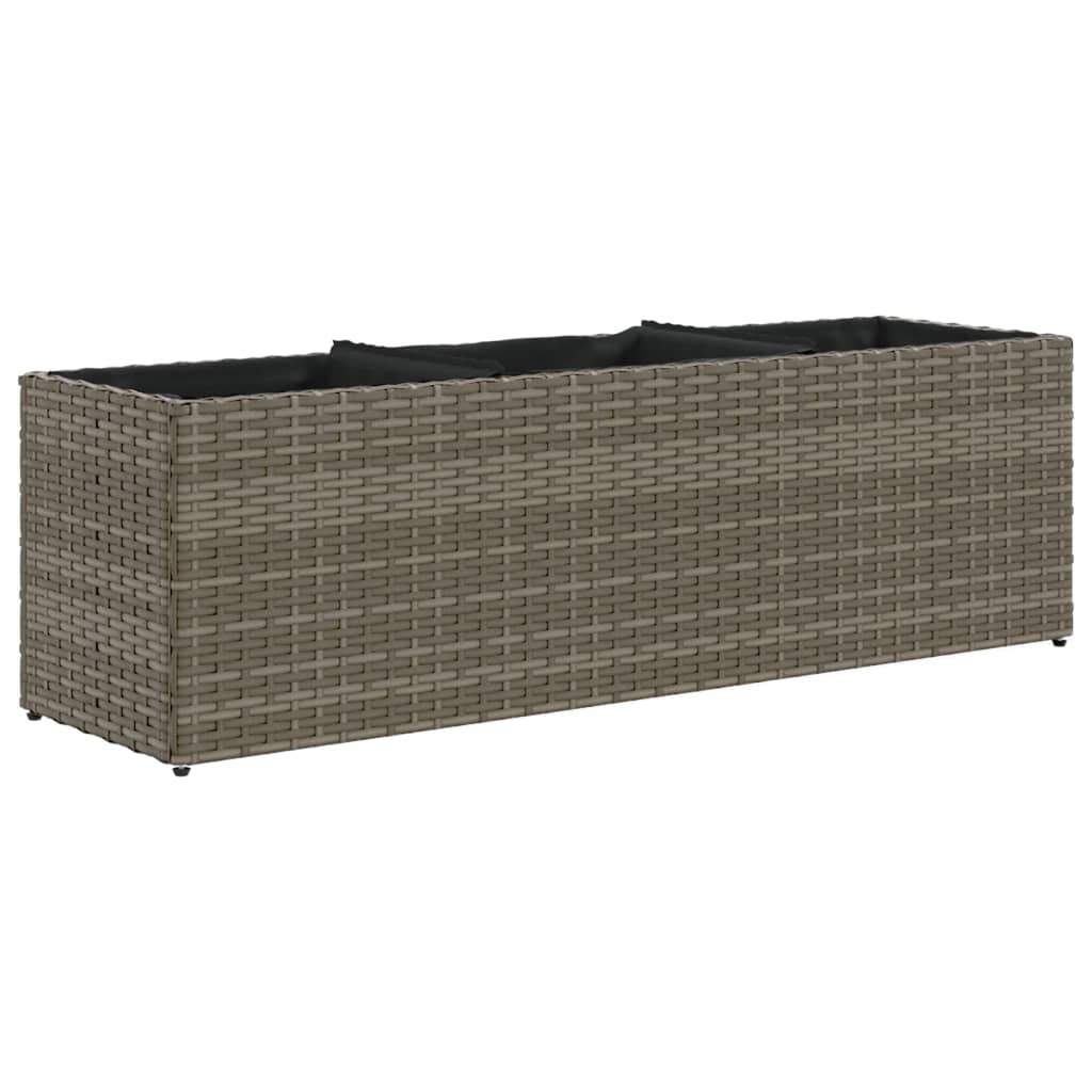 VidaXL Plantenbak met 3 potten 105x30x32 cm poly rattan grijs