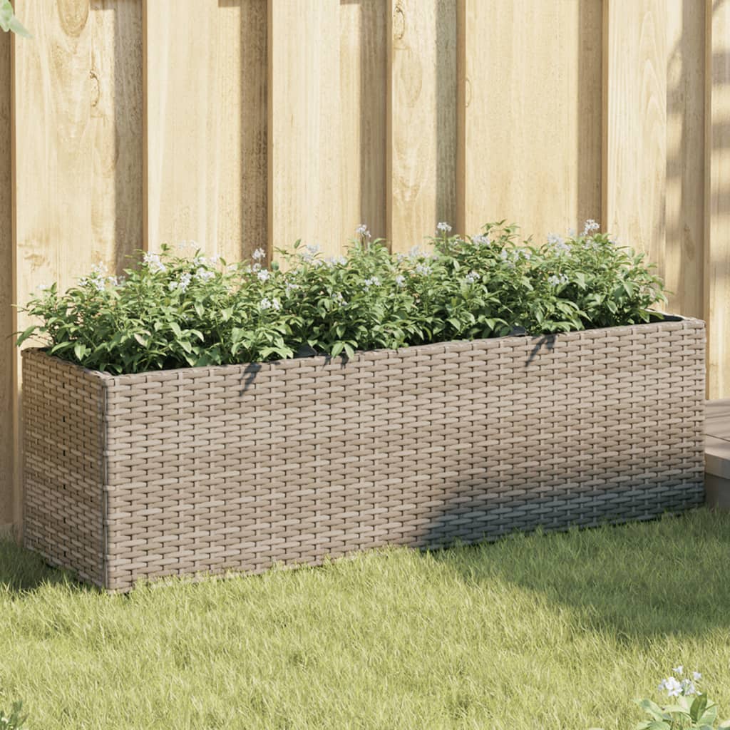 Spanter Vidaxl se 3 hrncemi 105x30x32 cm Poly Rattan Grey