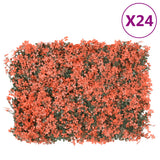 Vidaxxl clôture avec feuille d'érable artificielle 24 pcs 40x60 cm rouge clair