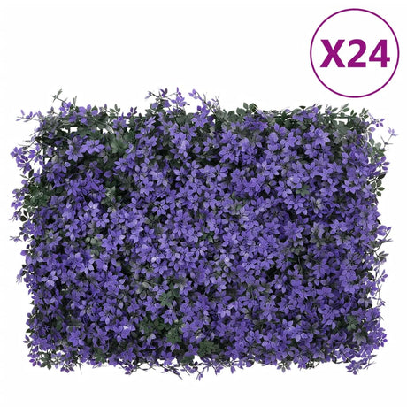 Vidaxxl clôture avec feuilles artificielles 24 pcs 40x60 cm violet