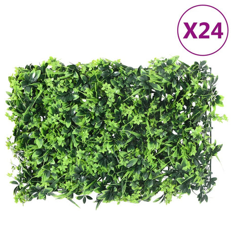Vidaxxl clôture avec feuilles artificielles 24 pcs 40x60 cm vert