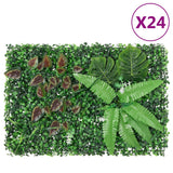 VidaXL clôture avec plantes artificielles 24 pcs 40x60 cm vert