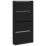 Armoire à chaussures Vidaxl avec 4 tiroirs pliants 80x21x163,5 cm noir