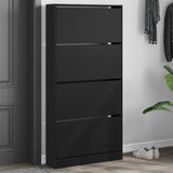 Armoire à chaussures Vidaxl avec 4 tiroirs pliants 80x21x163,5 cm noir