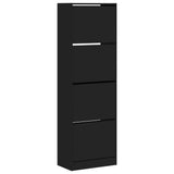 Armoire à chaussures Vidaxl avec 4 tiroirs pliants 60x34x187,5 cm noir