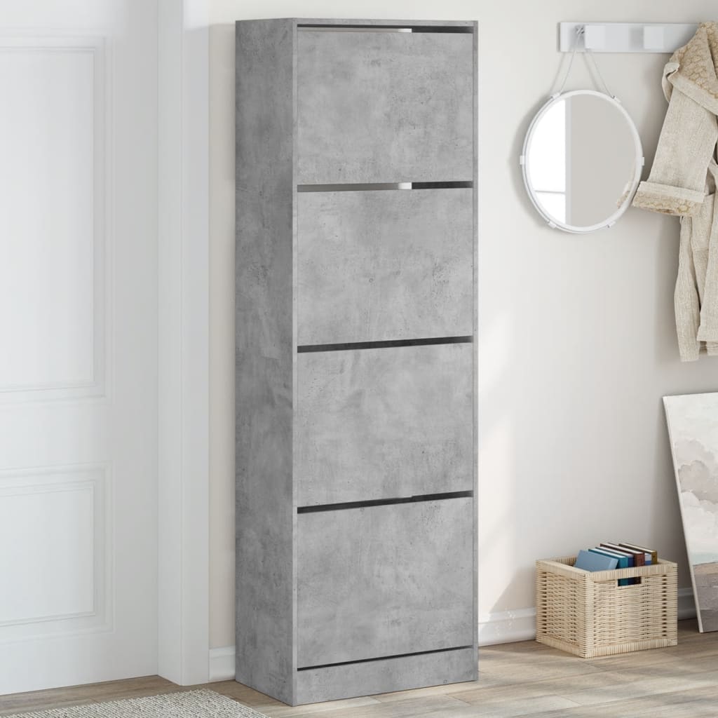 Vidaxl shoe cabinet with 4 folding drawers 60x34x187.5 cm concrete price