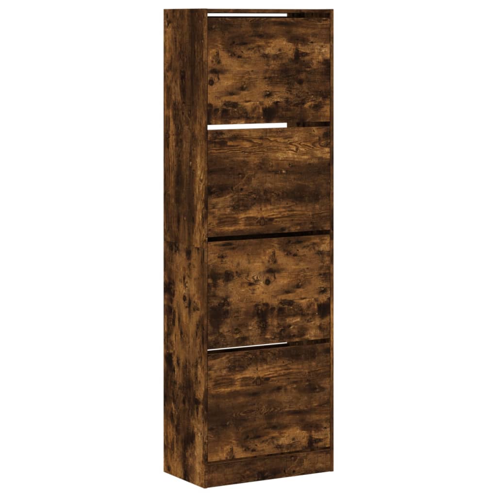 Armoire à chaussures Vidaxl avec 4 tiroirs pliants 60x34x187,5 cm couleur de chêne fumé