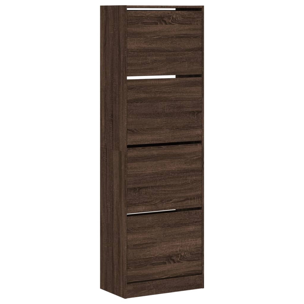 Armoire à chaussures Vidaxl avec 4 tiroirs pliants 60x34x187,5 cm Couleur de chêne brun